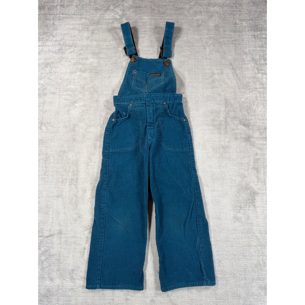 Vintage Sears Rough Housers Overalls Kids 5 Blue Corduroy Bib 1980s Workwear